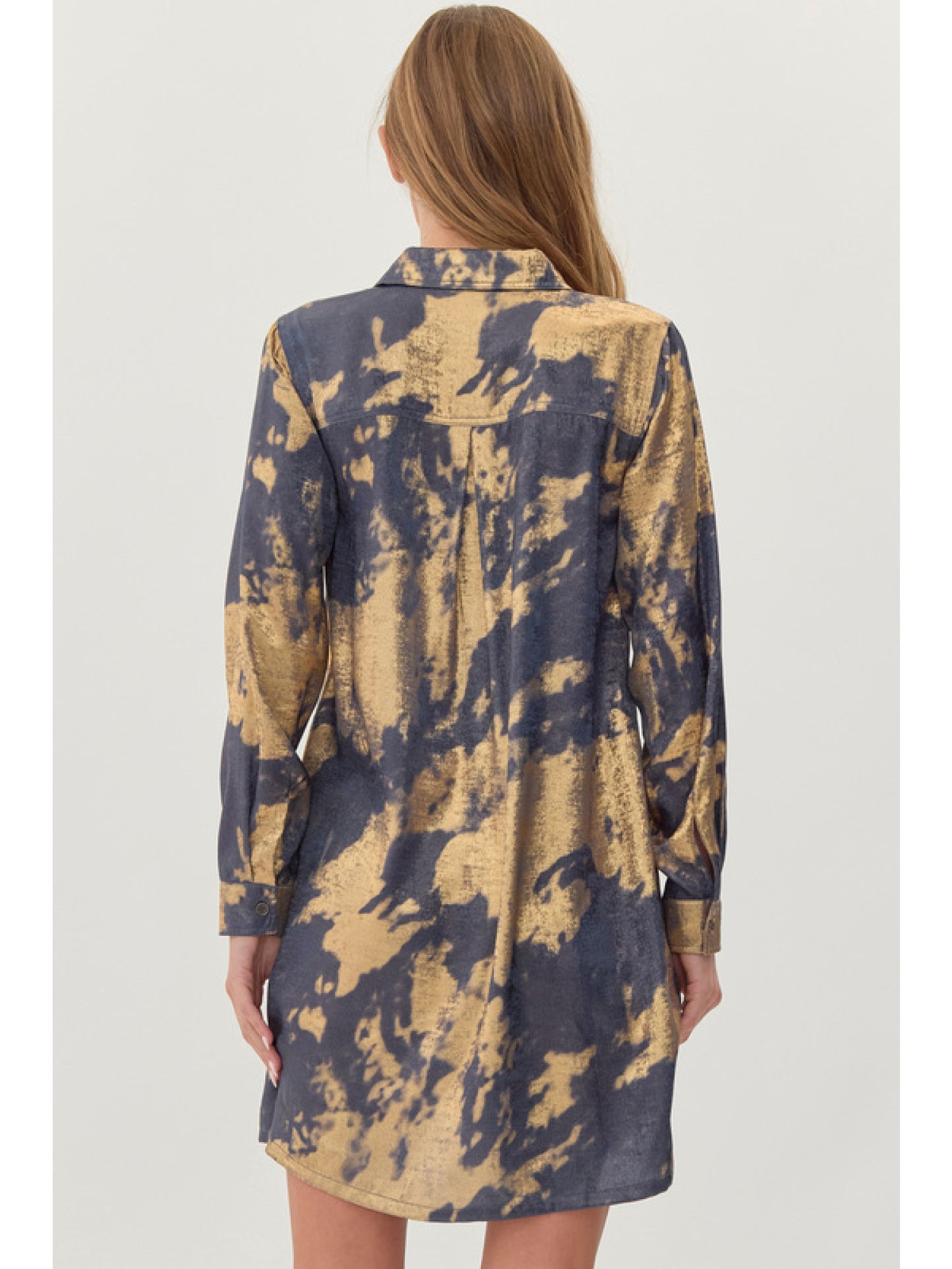 Denim Dreams Metallic Tie-Dye Dress
