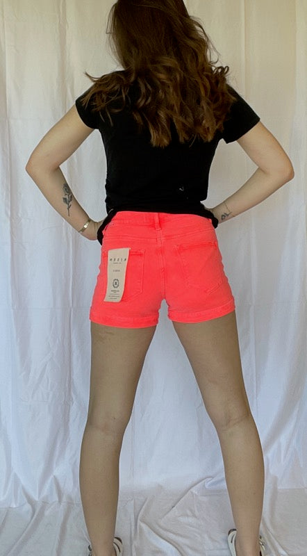 Carol's Coral Cuffed Shorts