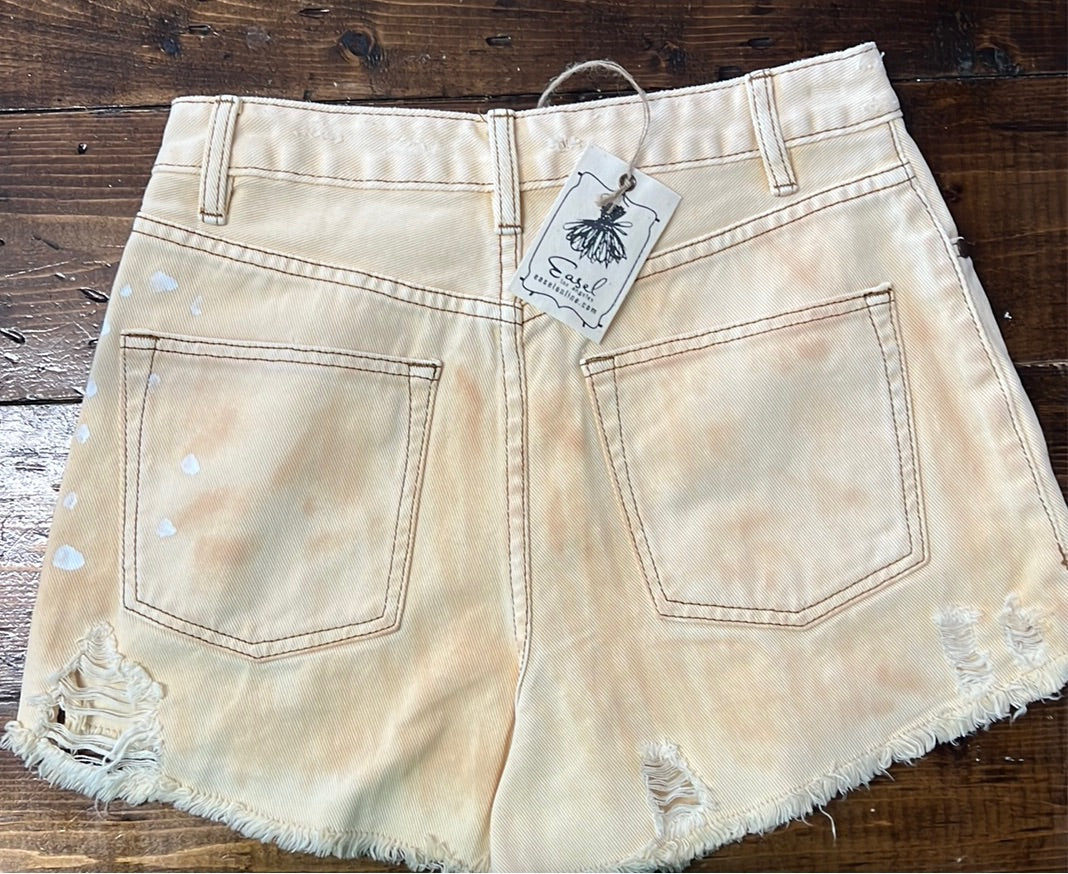 Denim Paint Splatter Shorts