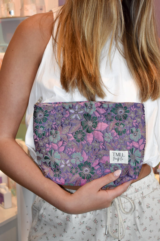 Brocade Makeup Bag - Violet Flora
