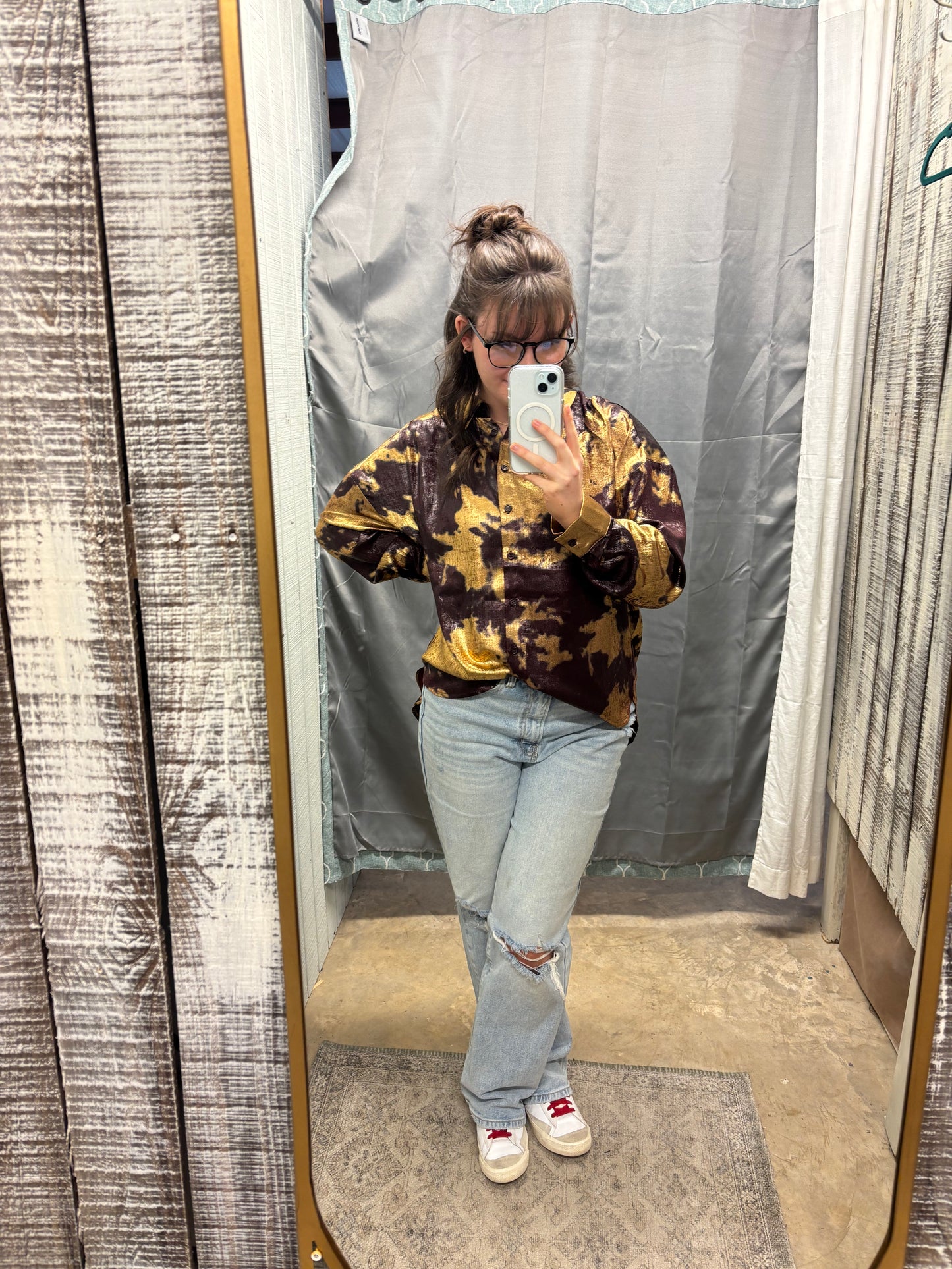 Dade Days Metallic Tie Dye Blouse