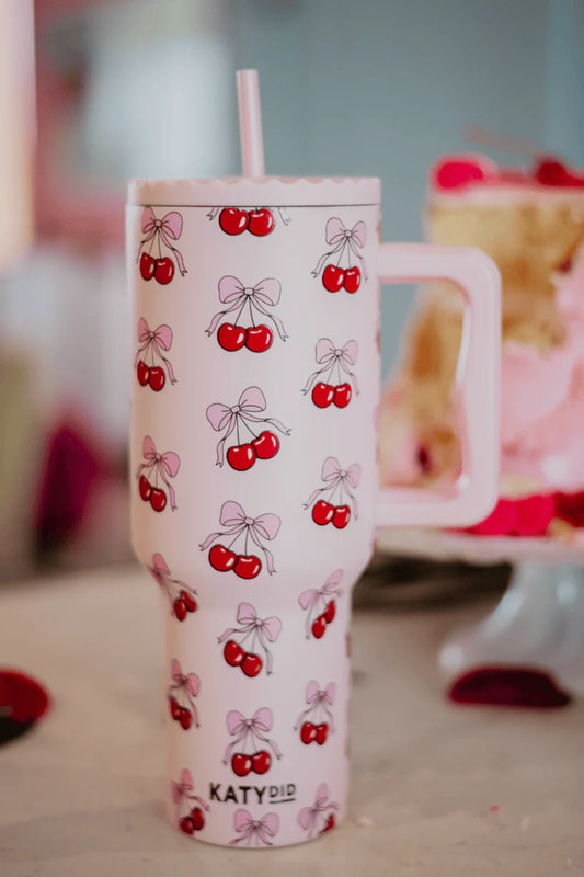 Pink Cherry Bow 38oz Tumbler
