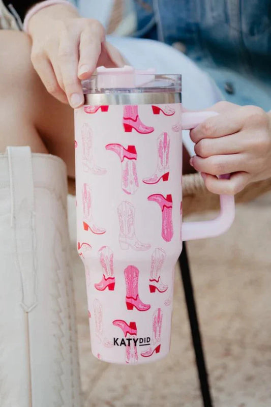 A Pink Western Boot 40oz Tumbler